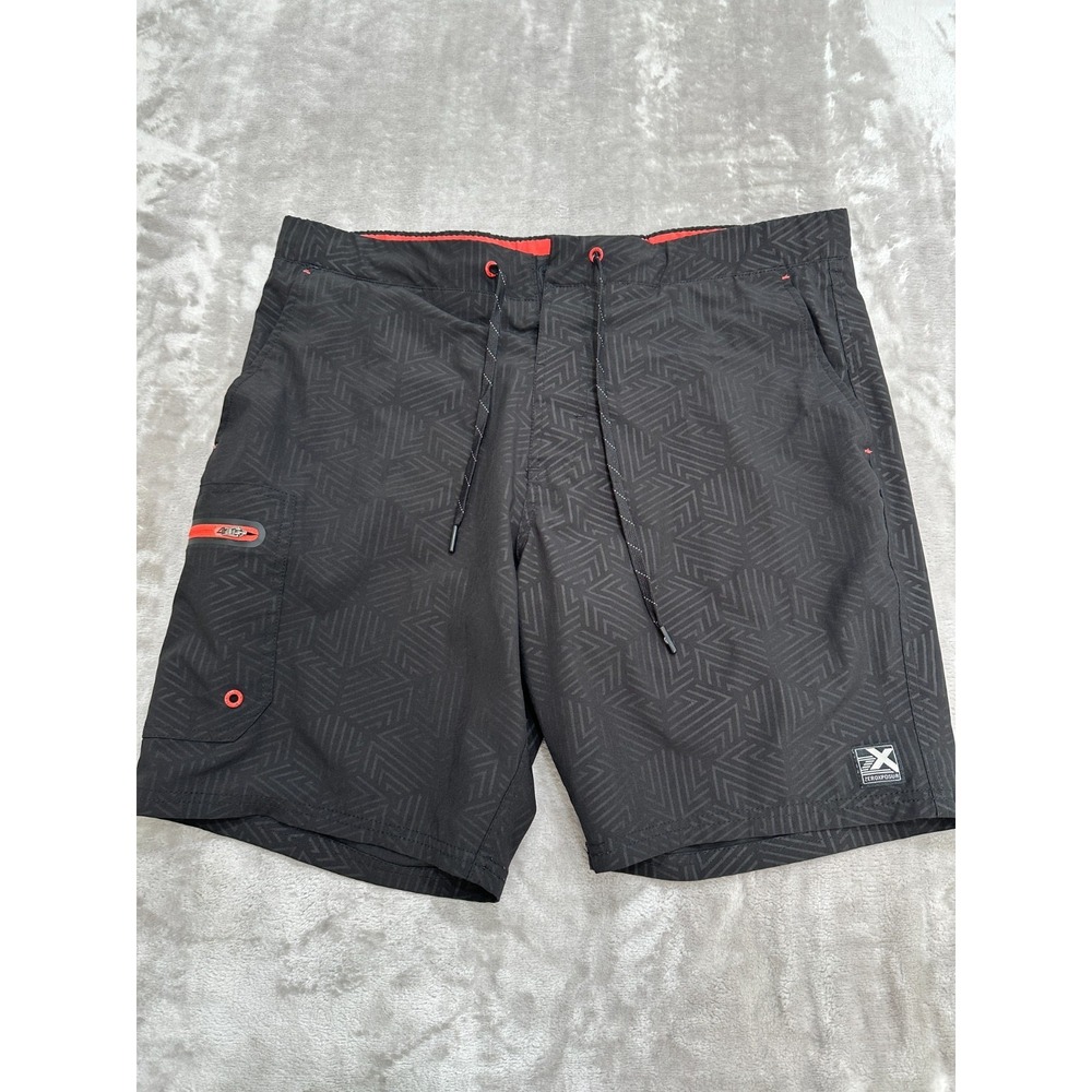 Zeroxposur Shorts Men's Size Large Black Side Zip Cargo Pocket Drawstring EUC